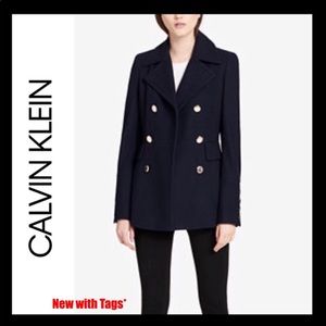 NWT Calvin Klein Peacoat Jacket XSP Navy